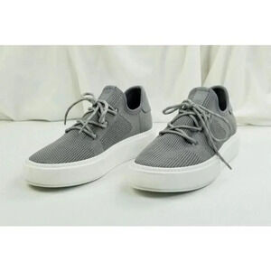 J Slides Women's Lace Up Mesh Fabric Embellished Heel Logo Gray Fashion Sneakers